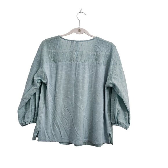 Anthropologie Dolan Blouse Small Blue Alvia Peasant 3/4 Balloon Sleeve Cotton - Picture 11 of 14